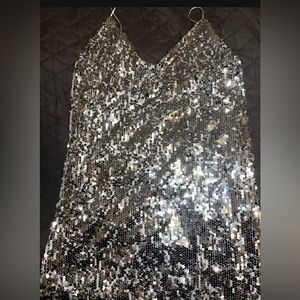 White/silver sequence dress size small